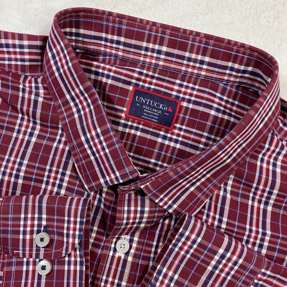 UNTUCKit Wrinkle-Free Plaid Button Down Shirt Red Mens XXXL
